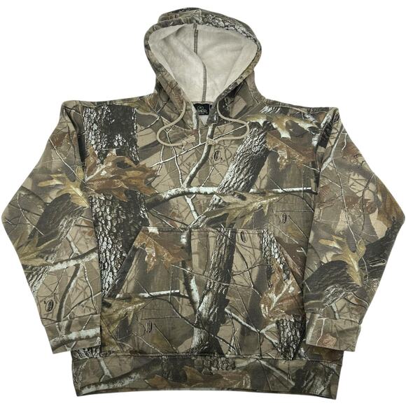 VTG 90s y2k Men's Camo Cotton Redhead Realtree Hardwoods Hoodie Sweatshirt Sz M